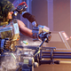 An XCOM soldier firing a very large machine gun.